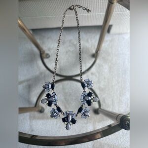 LOFT Black and Gray Jeweled Statement Necklace